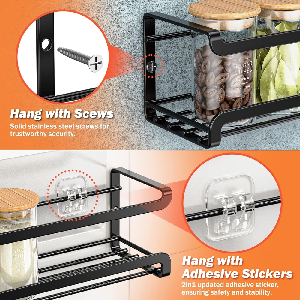 Spice Rack Organizer with Jars - Black - Picture 4 of 6
